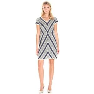 Nic + Zoe Spanish‎ Stripe Chevron Knit Sweater Dress Stretch Artsy Size Large